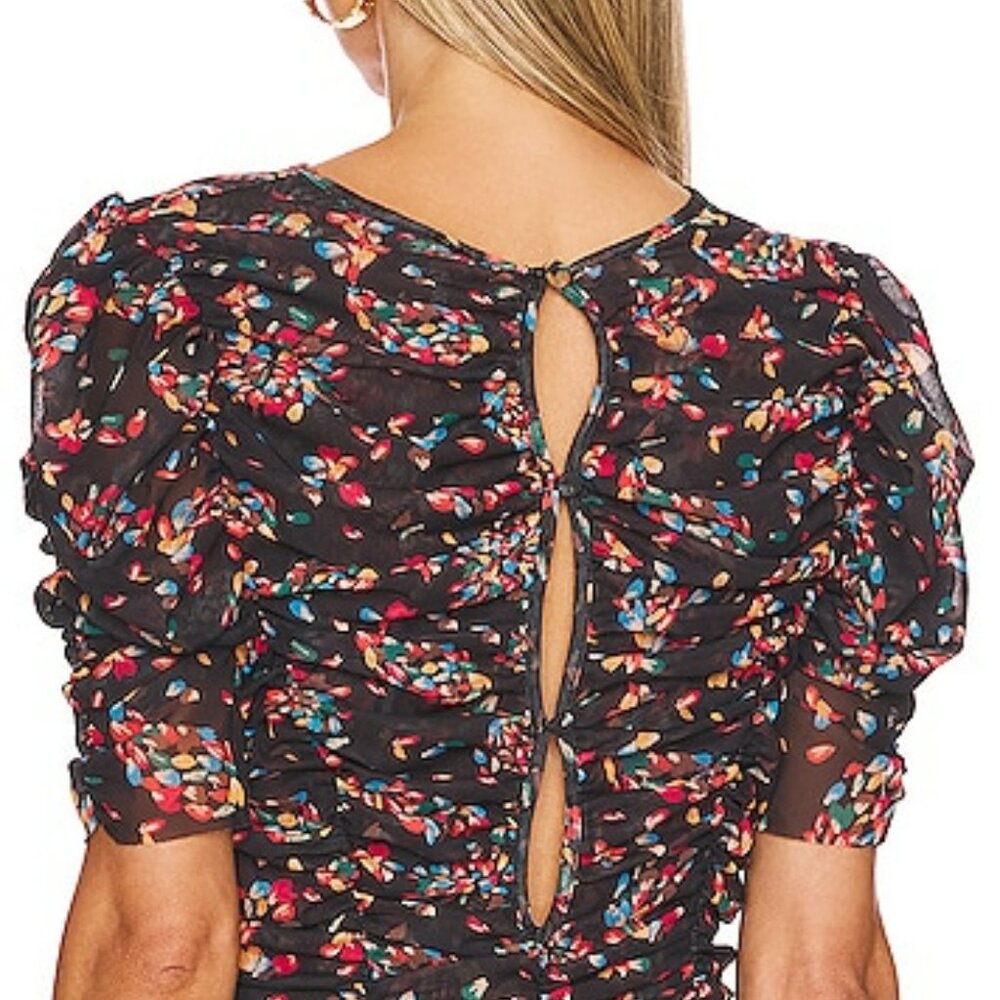 Free People/REVOLVE Briella Midi Floral Ruched Dress Twilight Combo. SZ XS - Picture 5 of 5